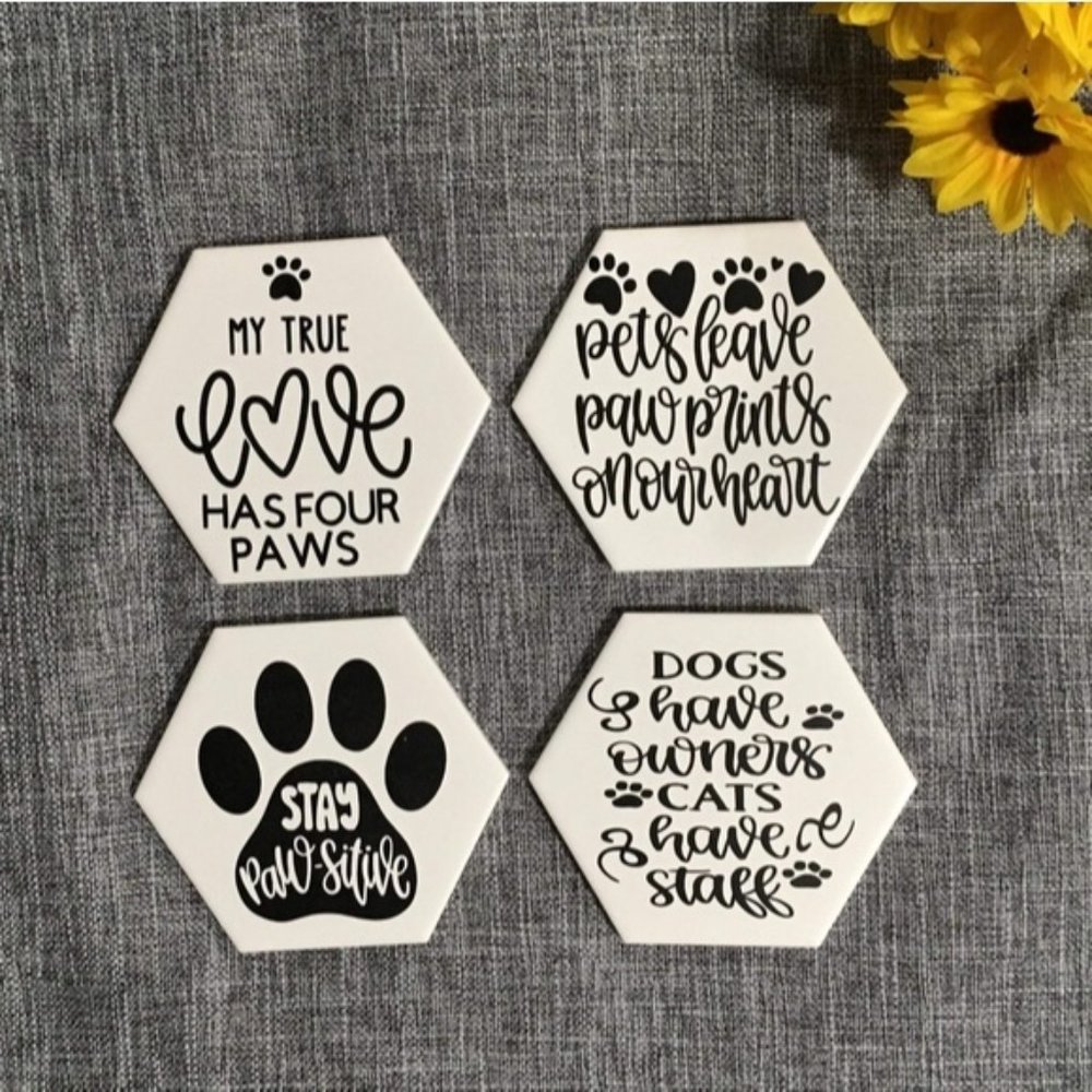 Hand Crafted | Humorous Cat Coasters [4 pack] - Picture 6 of 6